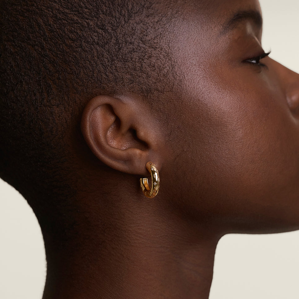 Cosmic Star Dome Hoops in Gold-Astrid &amp; Miyu