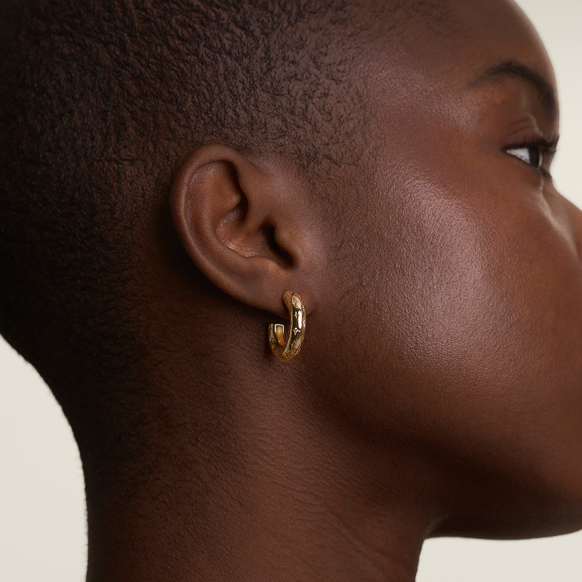 Cosmic Star Dome Hoops in Gold