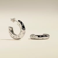 Cosmic Star Dome Hoops in Silver