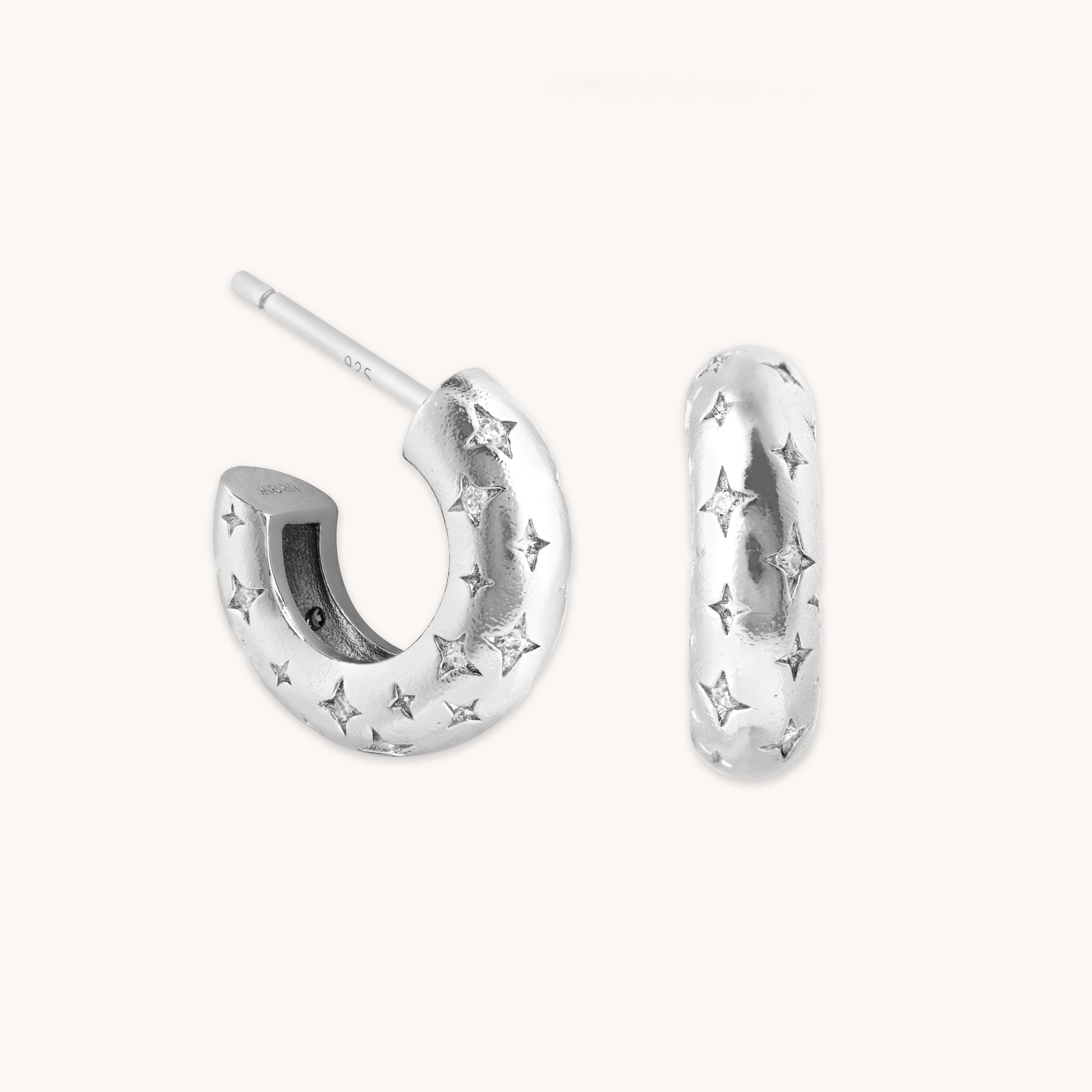 Earrings - Cosmic Dome Small Hoops in Silver - Hoop Earrings - Astrid &amp; Miyu