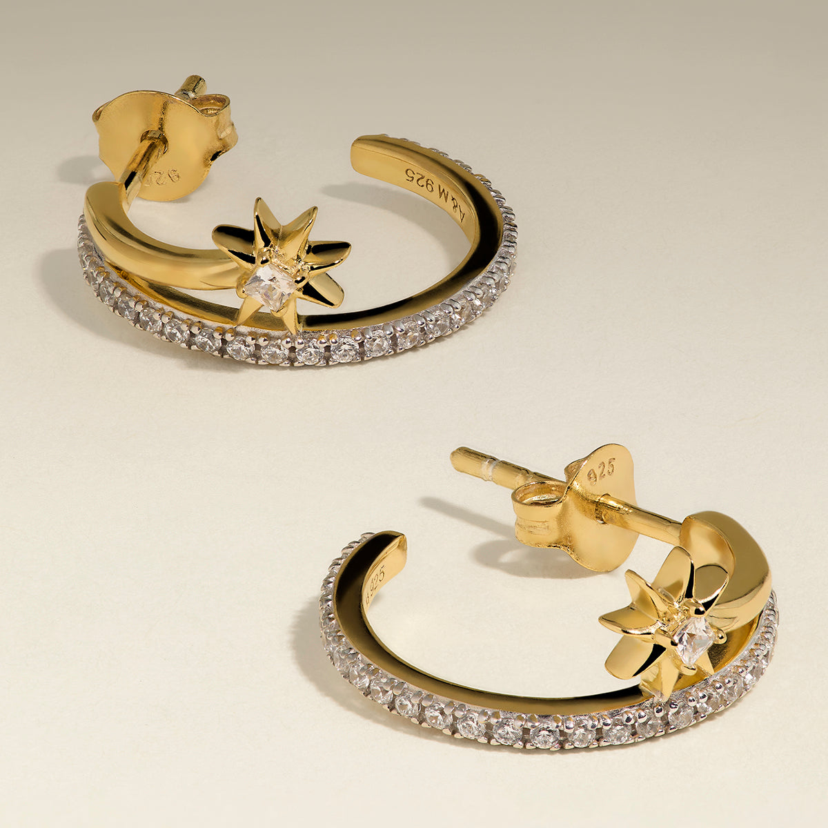 Cosmic Illusion Crystal Hoops in Gold-Astrid &amp; Miyu