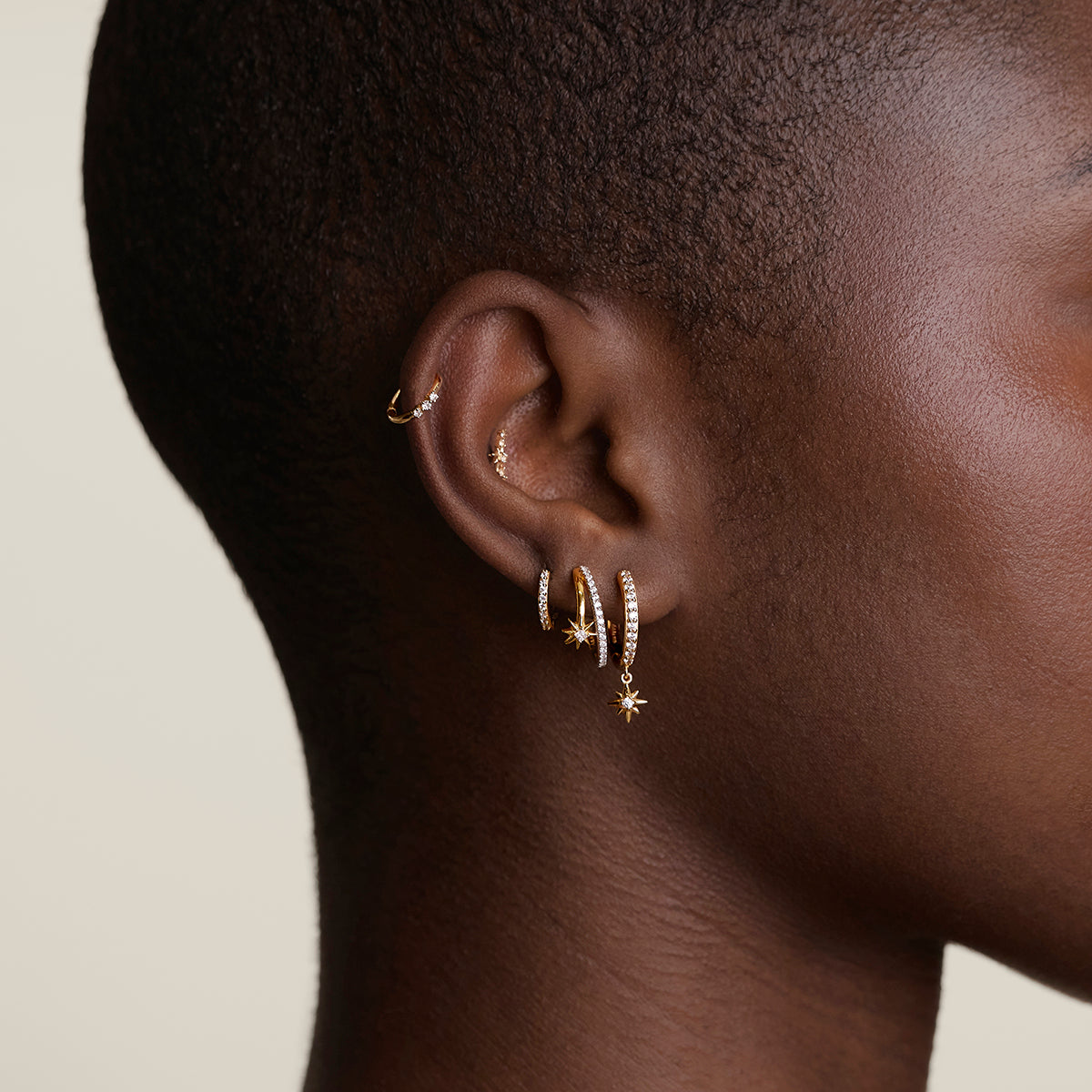 Cosmic Illusion Crystal Hoops in Gold-Astrid &amp; Miyu