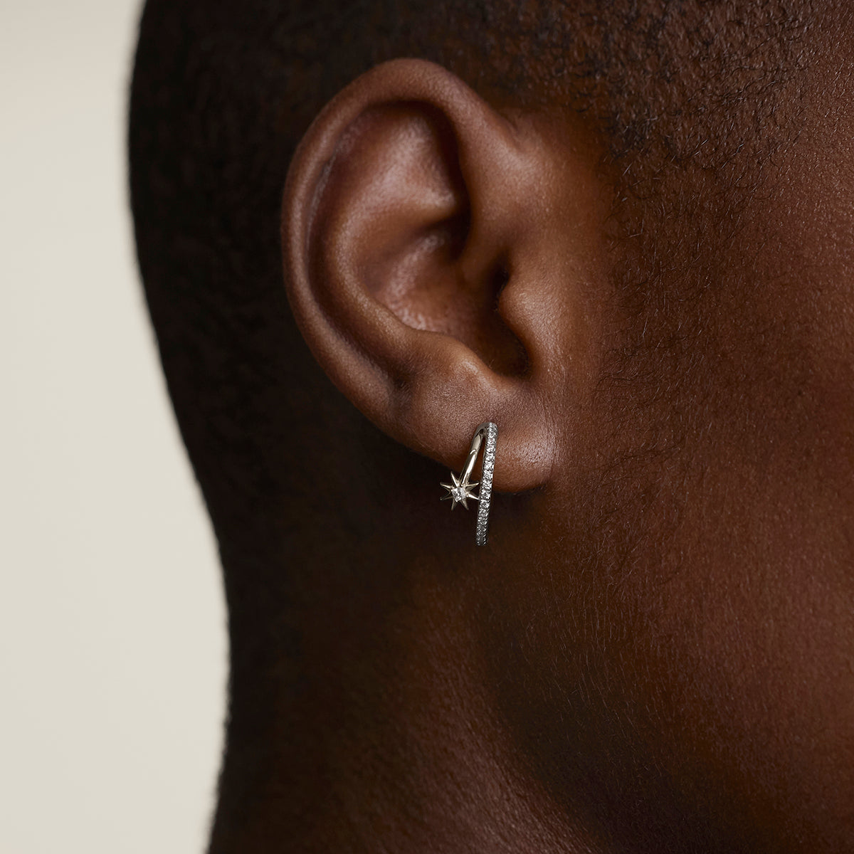 Cosmic Illusion Crystal Hoops in Silver