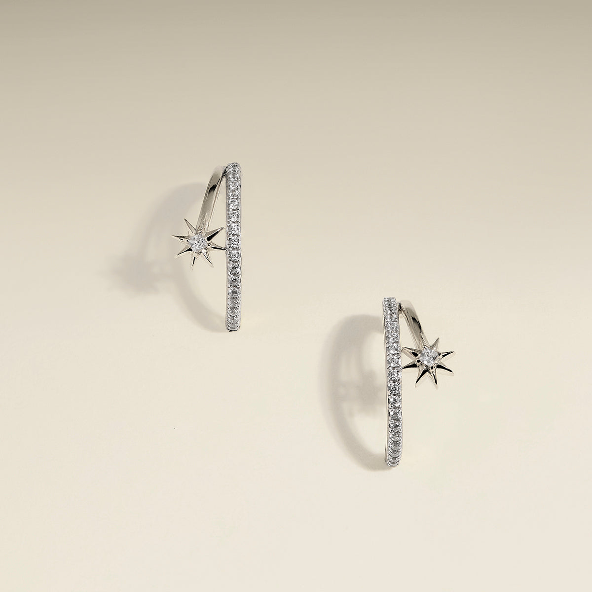 Cosmic Illusion Crystal Hoops in Silver