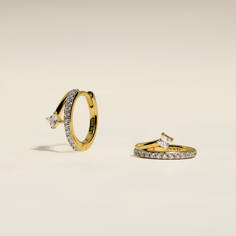 Pavé Crystal Illusion Huggies in Gold-Astrid &amp; Miyu