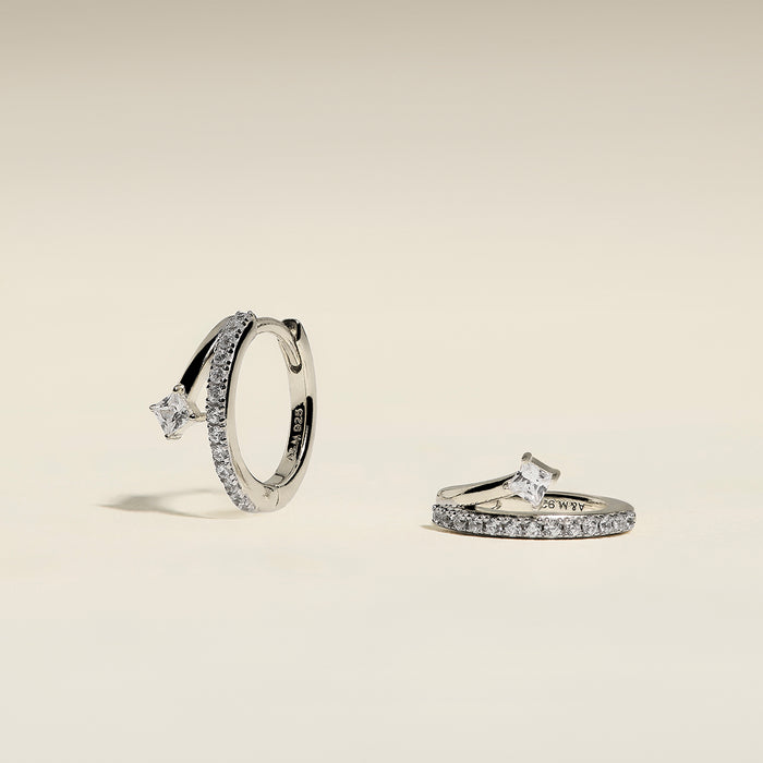 Pavé Crystal Illusion Huggies in Silver-Astrid &amp; Miyu