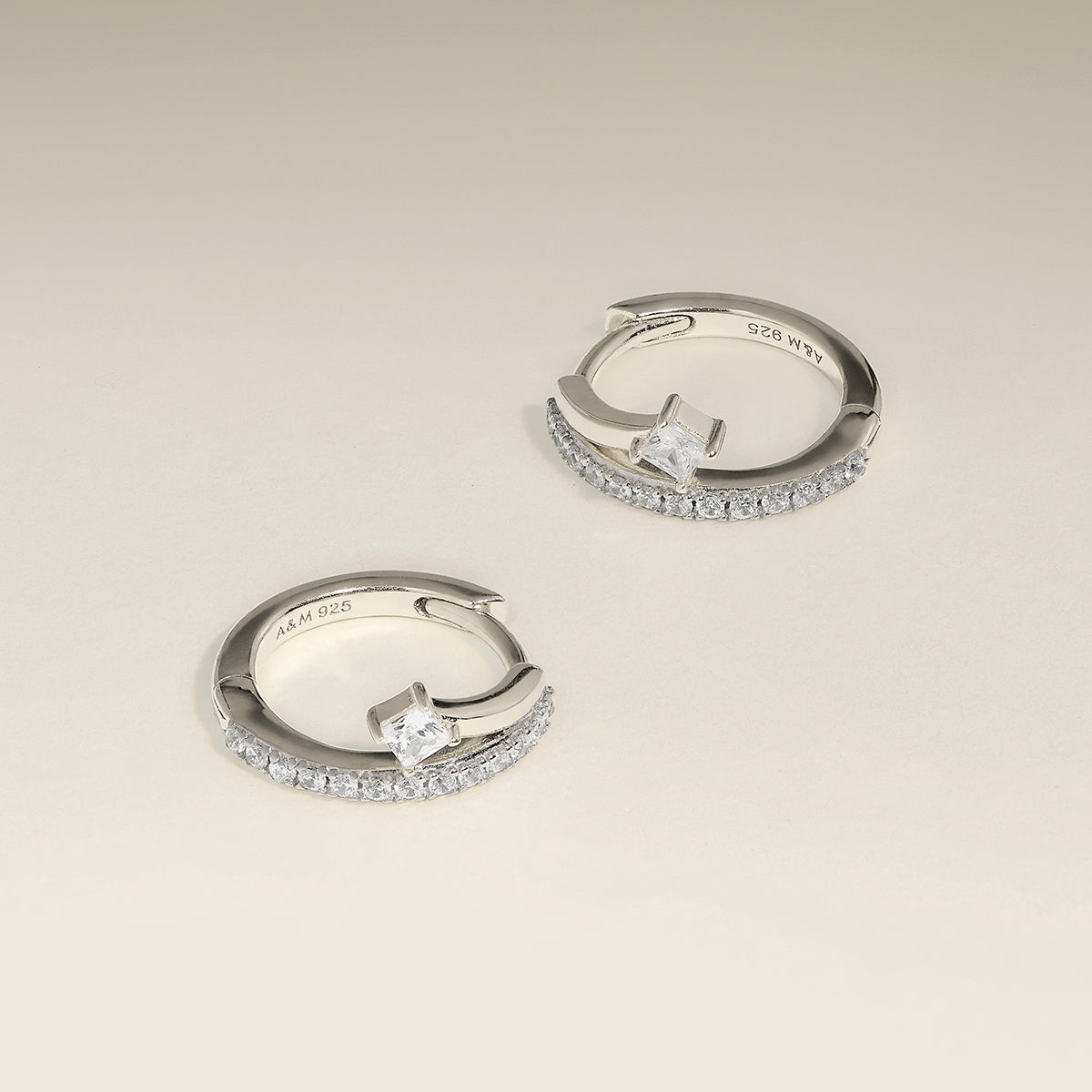 Pavé Crystal Illusion Huggies in Silver-Astrid &amp; Miyu