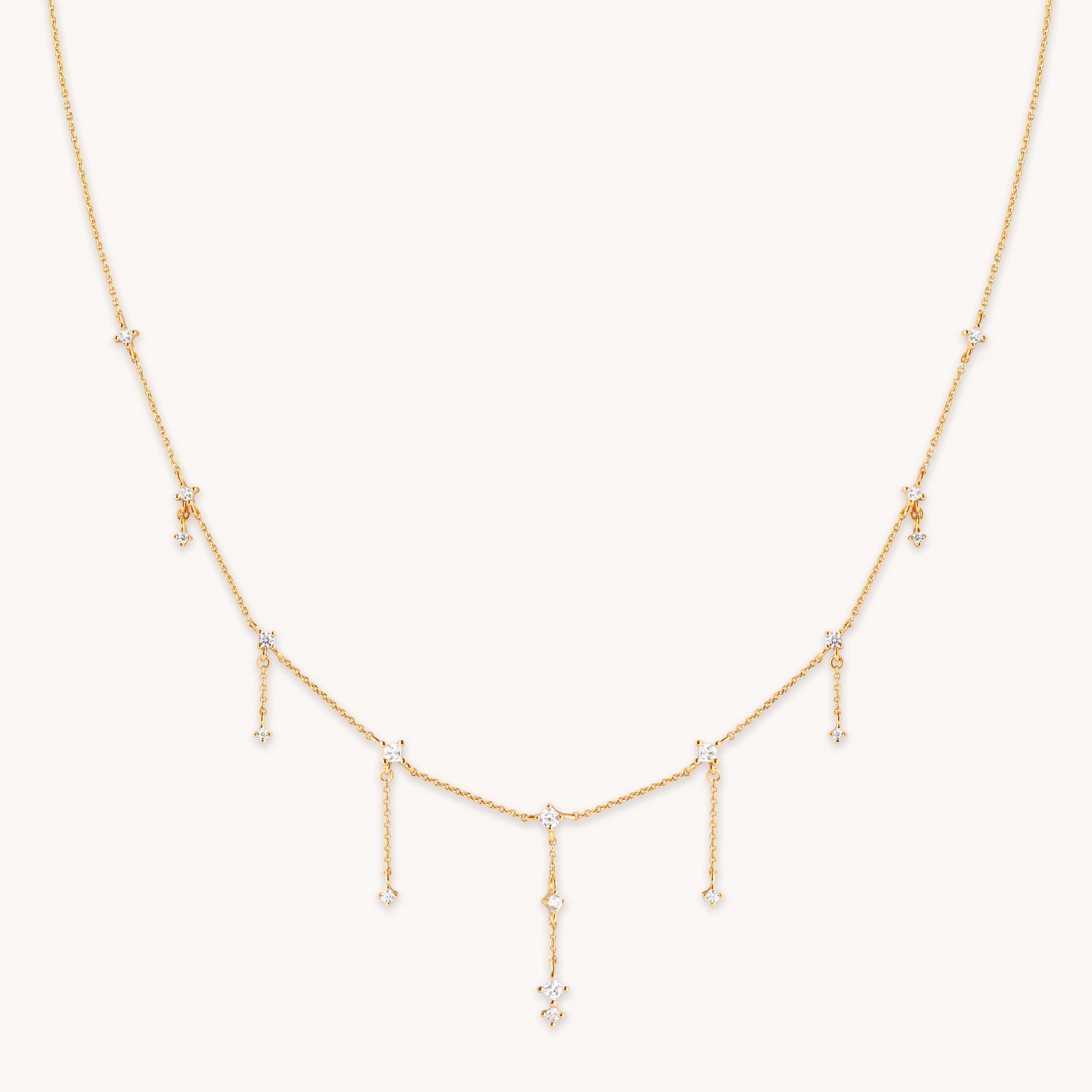 18k Gold Plated Jewellery - Cosmic Charm Drop Necklace in Gold - Necklaces - Astrid &amp; Miyu