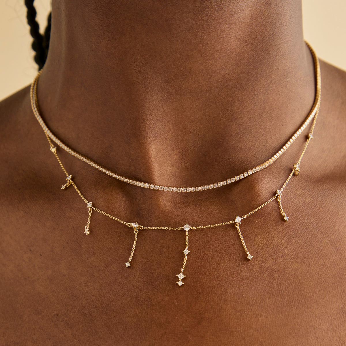 18k Gold Plated Jewellery - Cosmic Charm Drop Necklace in Gold - Necklaces - Astrid &amp; Miyu