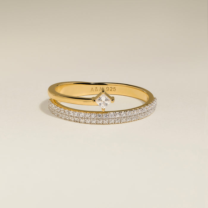 Pavé Crystal Illusion Ring in Gold