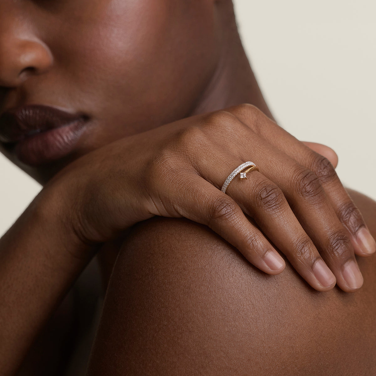 Pavé Crystal Illusion Ring in Gold