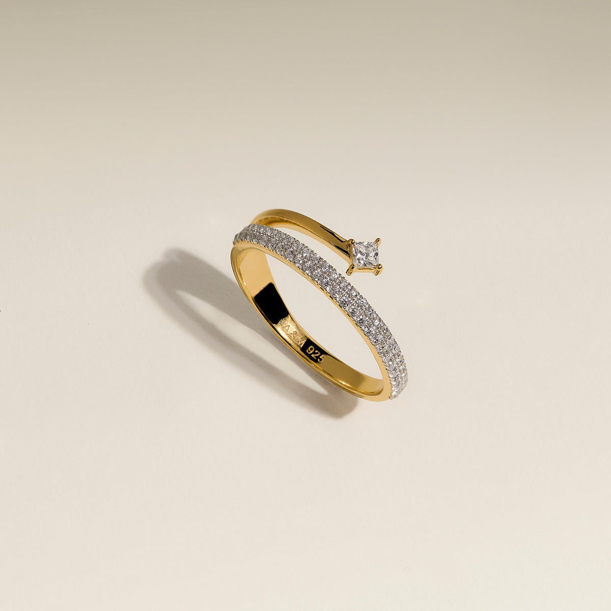 Pavé Crystal Illusion Ring in Gold