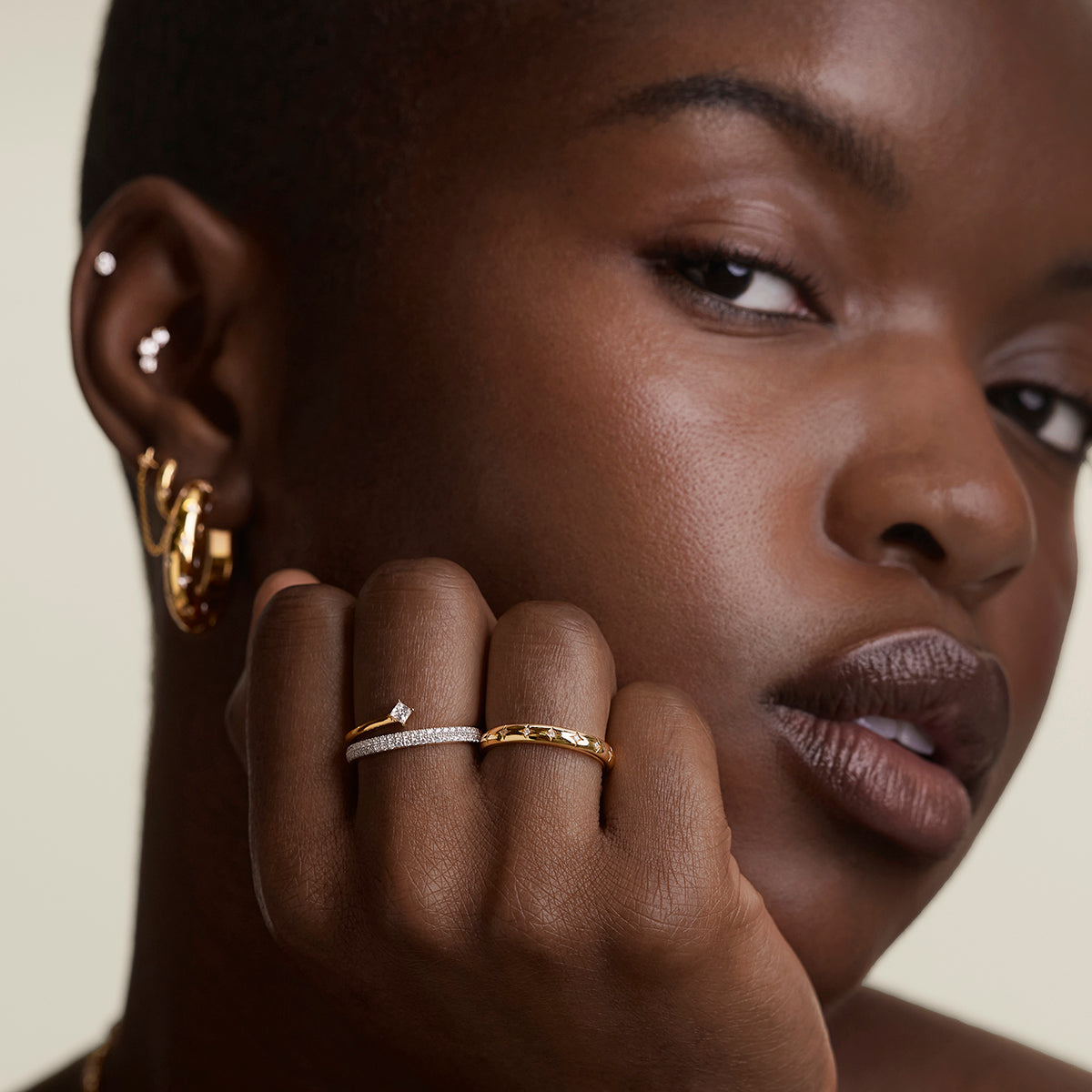 Pavé Crystal Illusion Ring in Gold