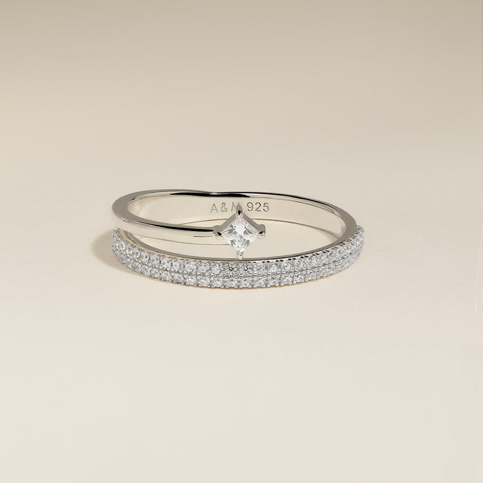Pavé Crystal Illusion Ring in Silver