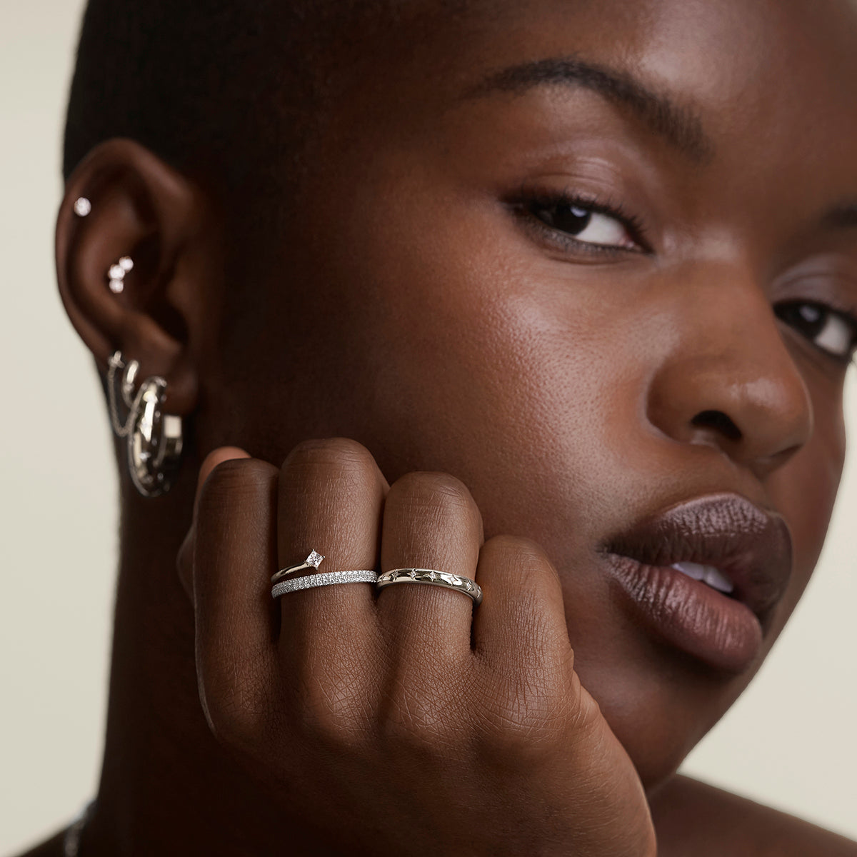 Pavé Crystal Illusion Ring in Silver
