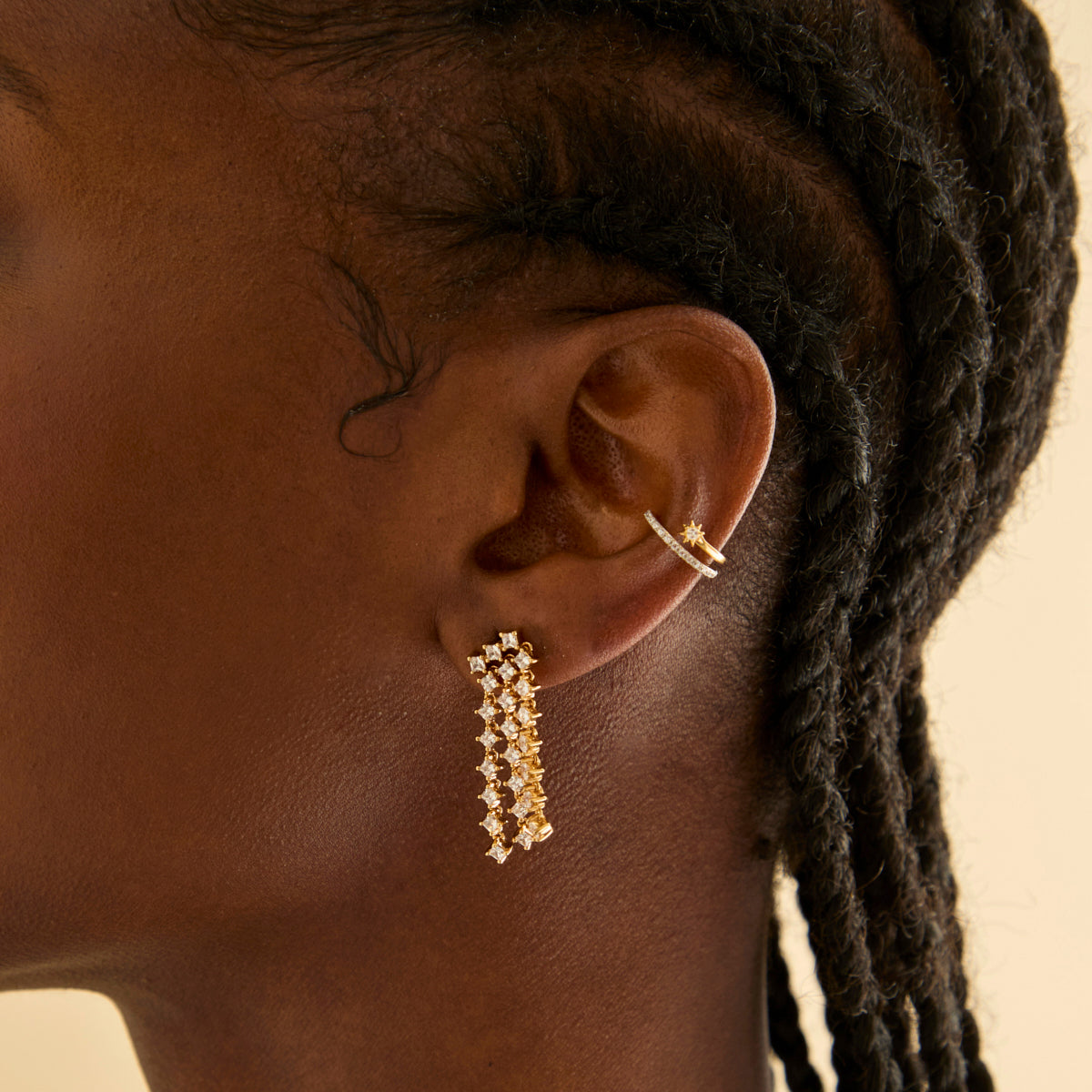 18k Gold Plated Jewellery - Cosmic Star Statement Earrings in Gold - Stud Earrings - Astrid &amp; Miyu