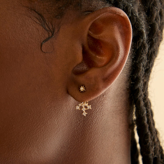 18k Gold Plated Jewellery - Cosmic Star Crystal Ear Jacket in Gold - Stud Earrings - Astrid & Miyu