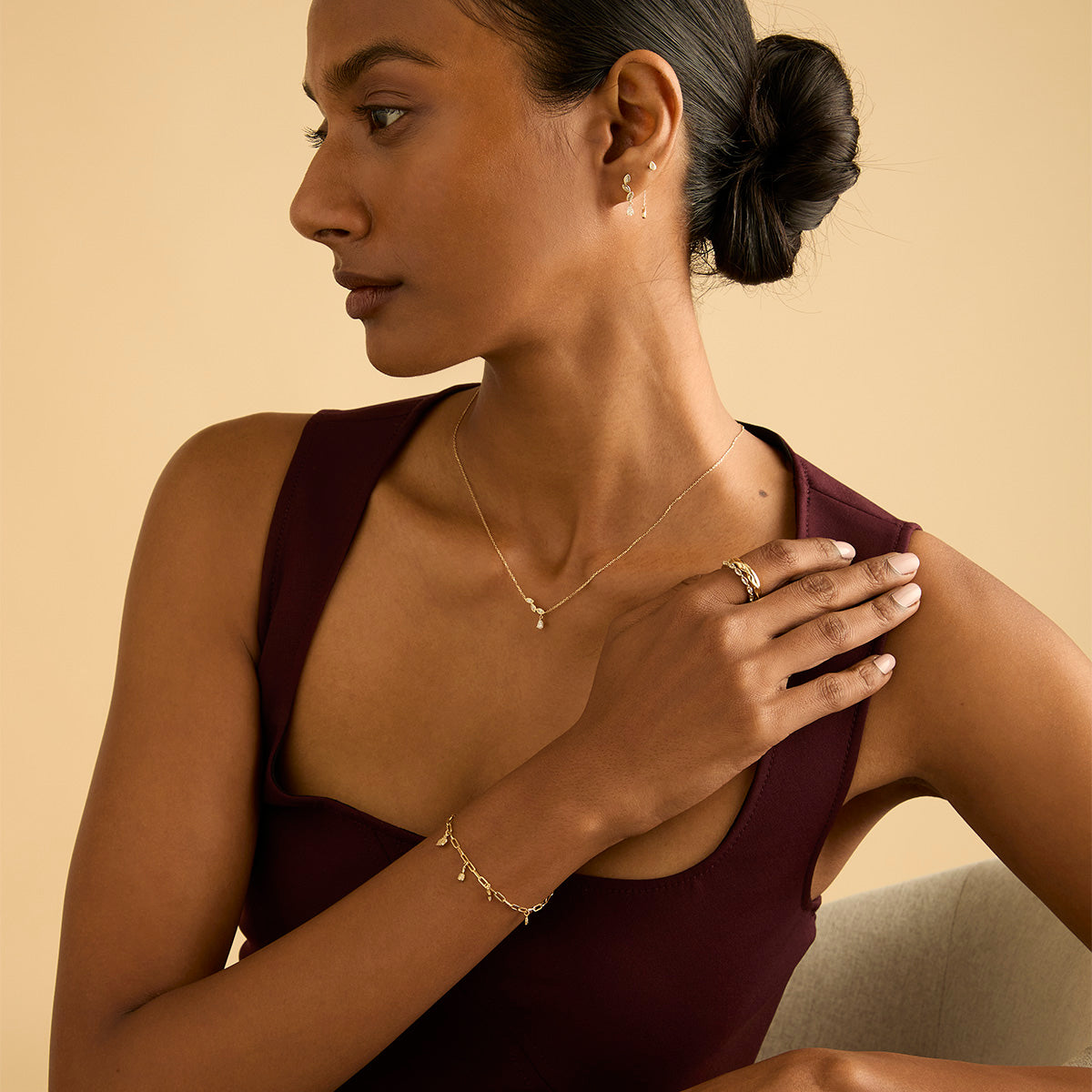 Earrings - Diamond Marquise Drop Studs in Solid Gold - Stud Earrings - Astrid &amp; Miyu