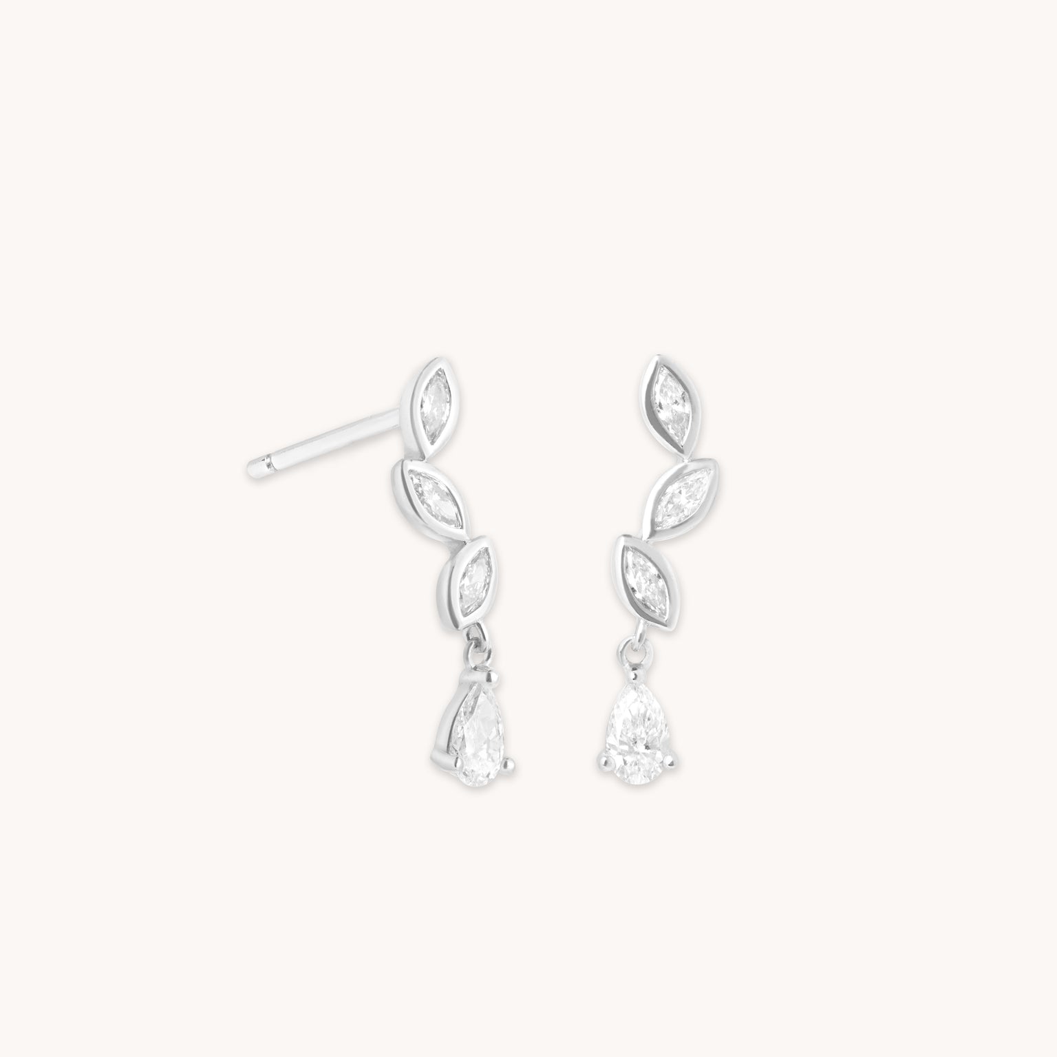 Earrings - Diamond Marquise Drop Studs in Solid White Gold - Stud Earrings - Astrid &amp; Miyu