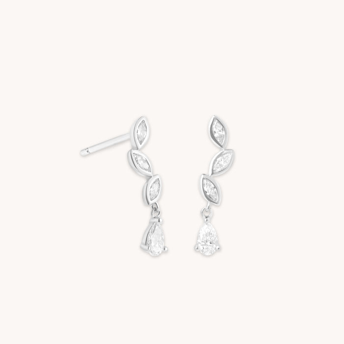 Earrings - Diamond Marquise Drop Studs in Solid White Gold - Stud Earrings - Astrid &amp; Miyu