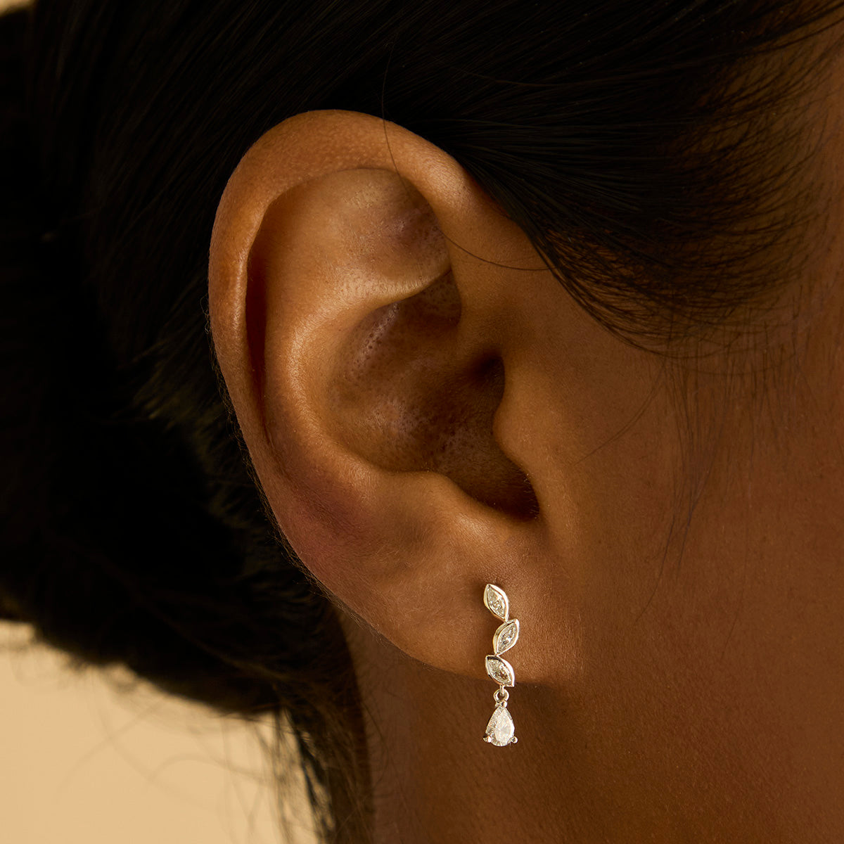 Earrings - Diamond Marquise Drop Studs in Solid White Gold - Stud Earrings - Astrid &amp; Miyu