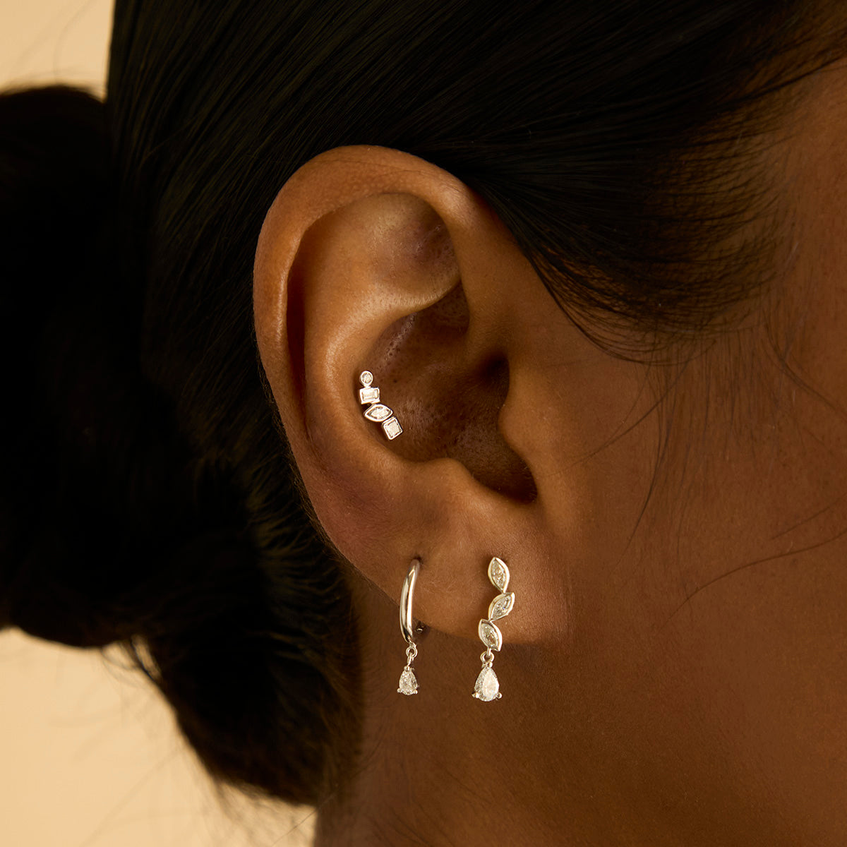 Earrings - Diamond Marquise Drop Studs in Solid White Gold - Stud Earrings - Astrid &amp; Miyu
