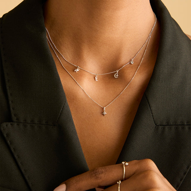 April White Topaz - White Topaz Star Pendant Necklace in Solid White Gold - Pendant Necklaces - Astrid & Miyu