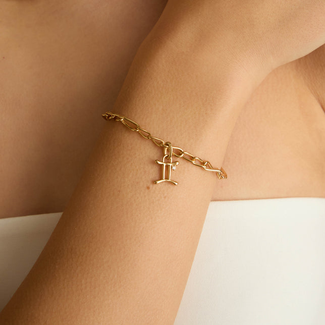 18k Gold Plated Jewellery - Gemini Zodiac Talisman Charm in Gold - Talisman Charm - Astrid & Miyu