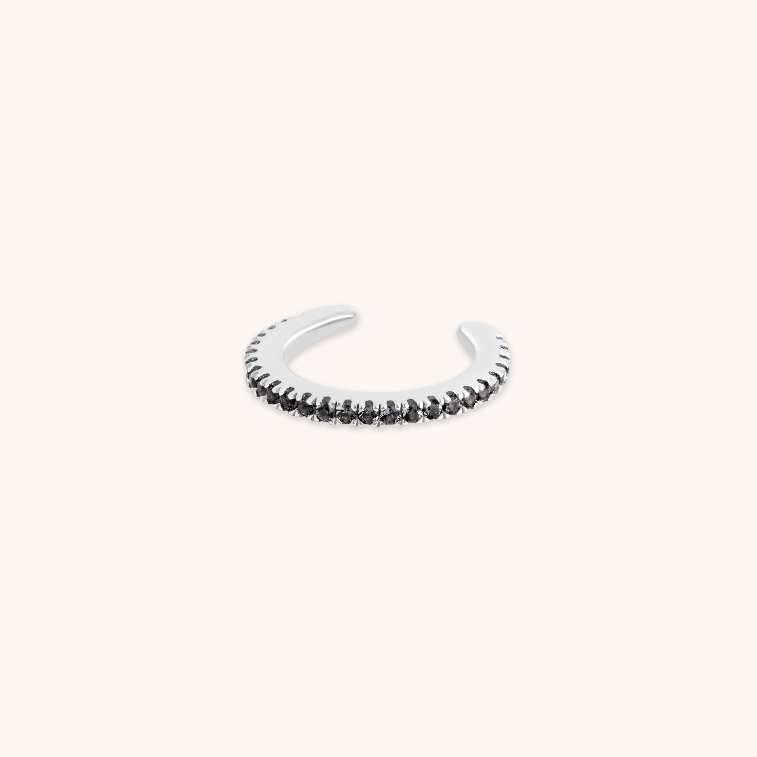 Black Pavé Ear Cuff in Silver-Astrid &amp; Miyu