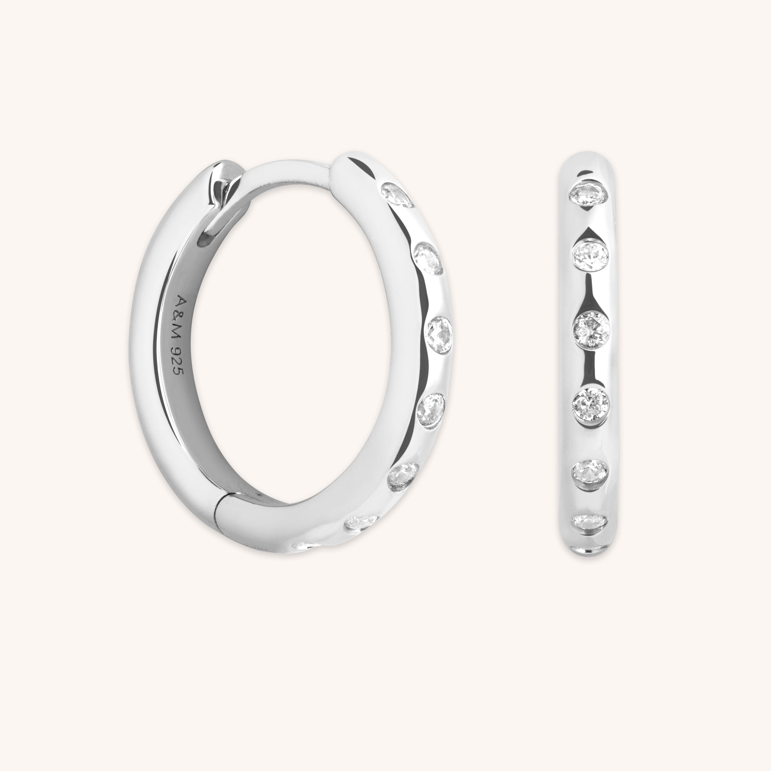 Crystal Set Hoops in Silver-Astrid &amp; Miyu