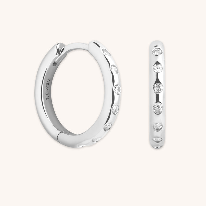 Crystal Set Hoops in Silver-Astrid &amp; Miyu