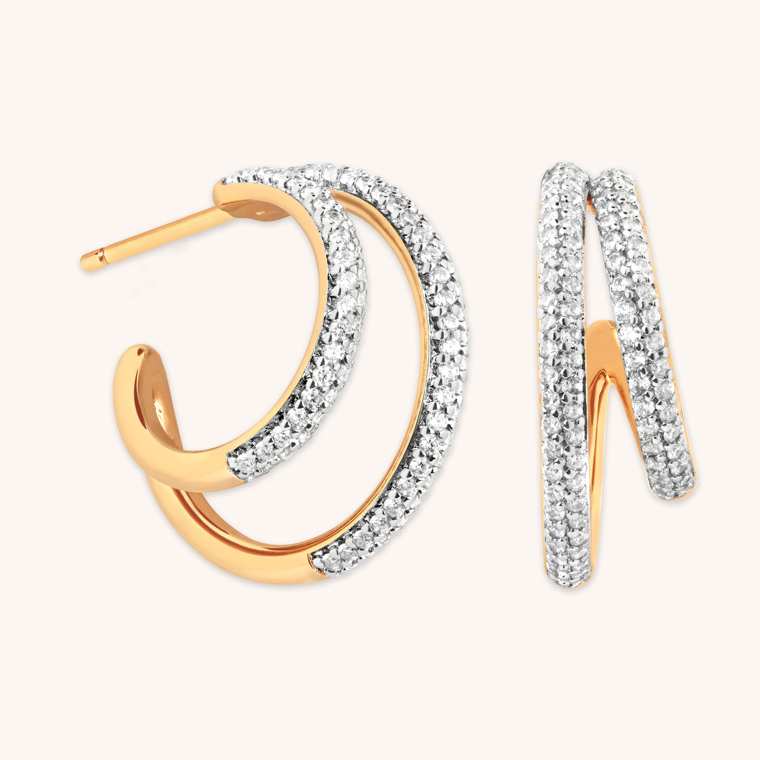 Pavé Illusion Hoops in Gold-Astrid &amp; Miyu