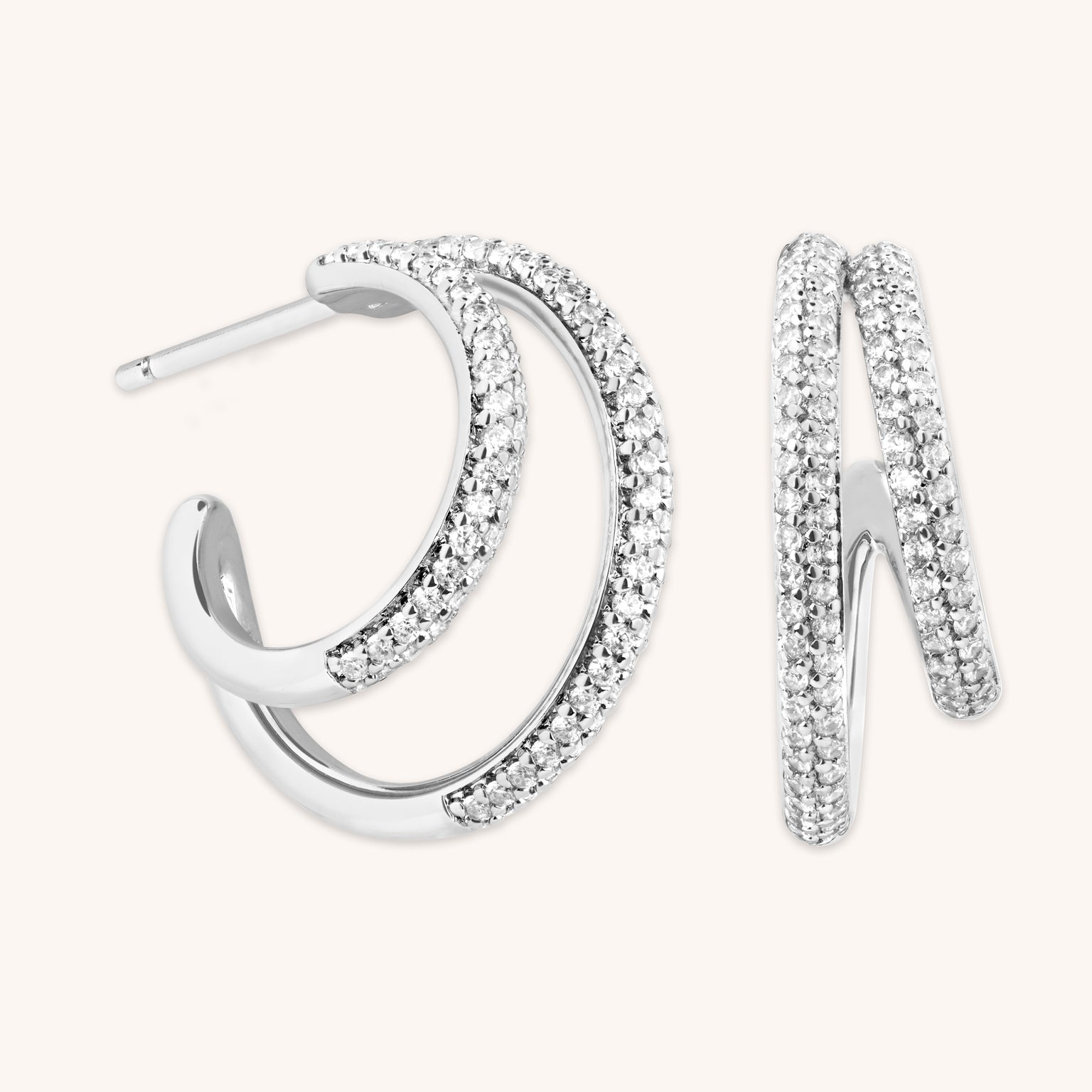 Pavé Illusion Hoops in Silver-Astrid &amp; Miyu