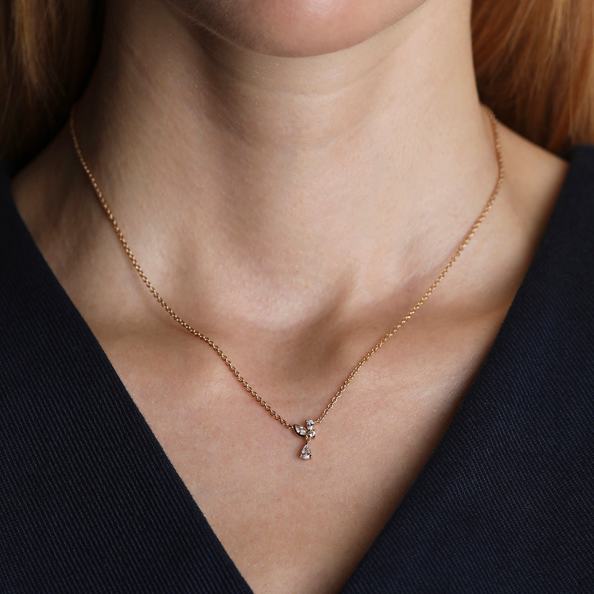 Crystal Cluster Pendant Necklace in Gold-Astrid &amp; Miyu