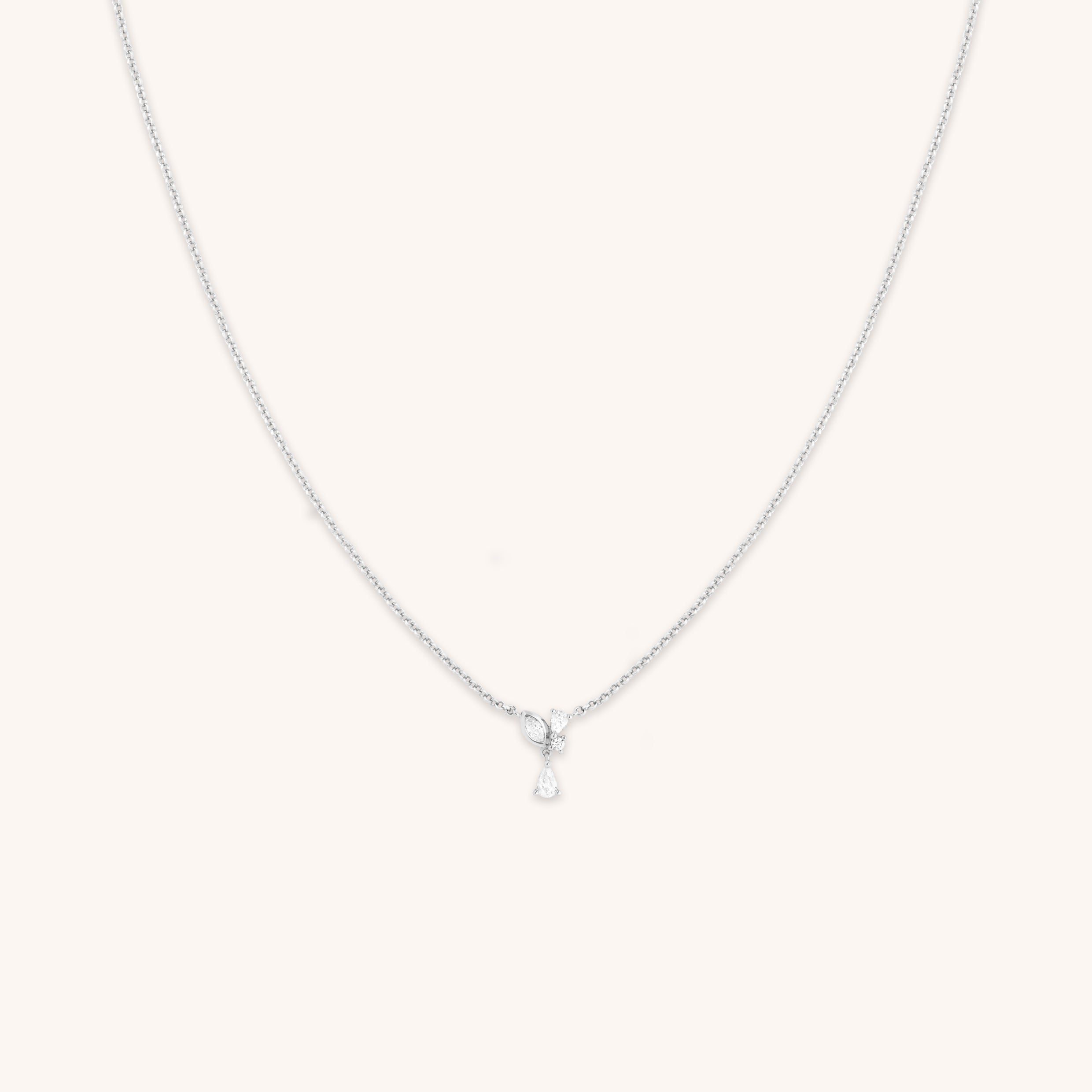 Crystal Cluster Pendant Necklace in Silver-Astrid &amp; Miyu