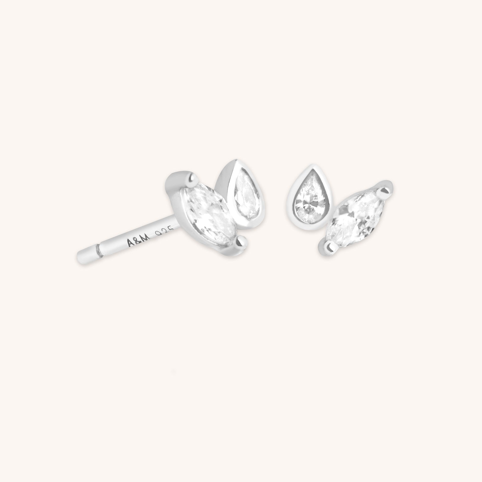 Crystal Duo Studs in Silver-Astrid &amp; Miyu