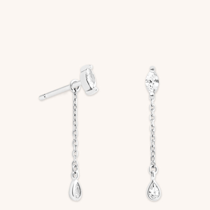 Navette Drop Studs in Silver-Astrid &amp; Miyu