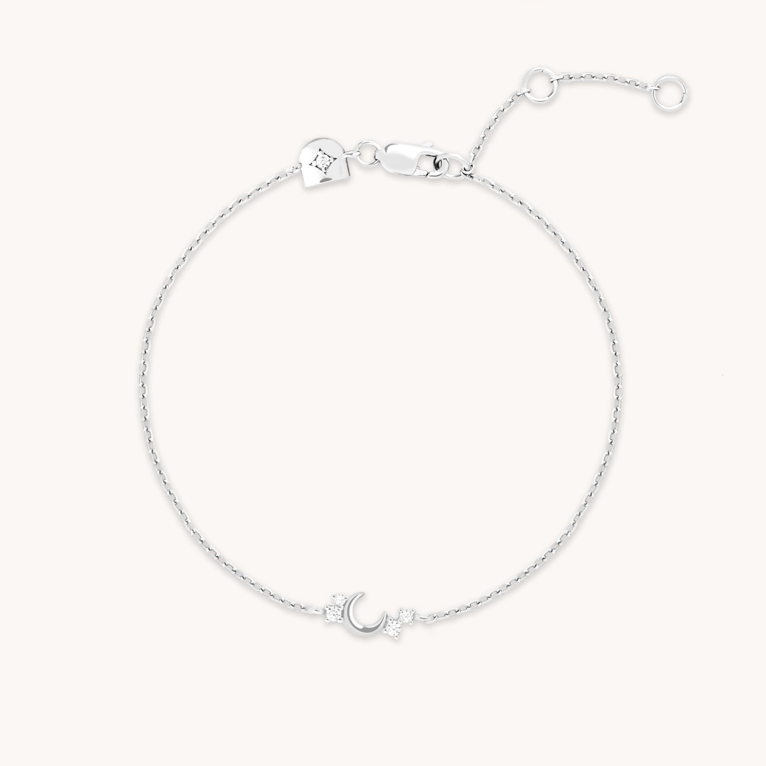Crescent Moon Pendant Bracelet in Silver-Astrid &amp; Miyu