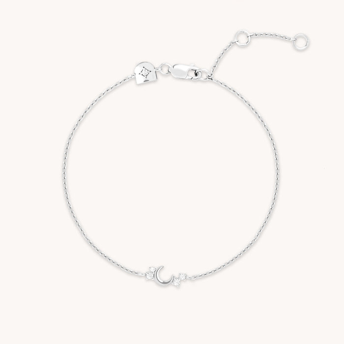 Crescent Moon Pendant Bracelet in Silver-Astrid &amp; Miyu