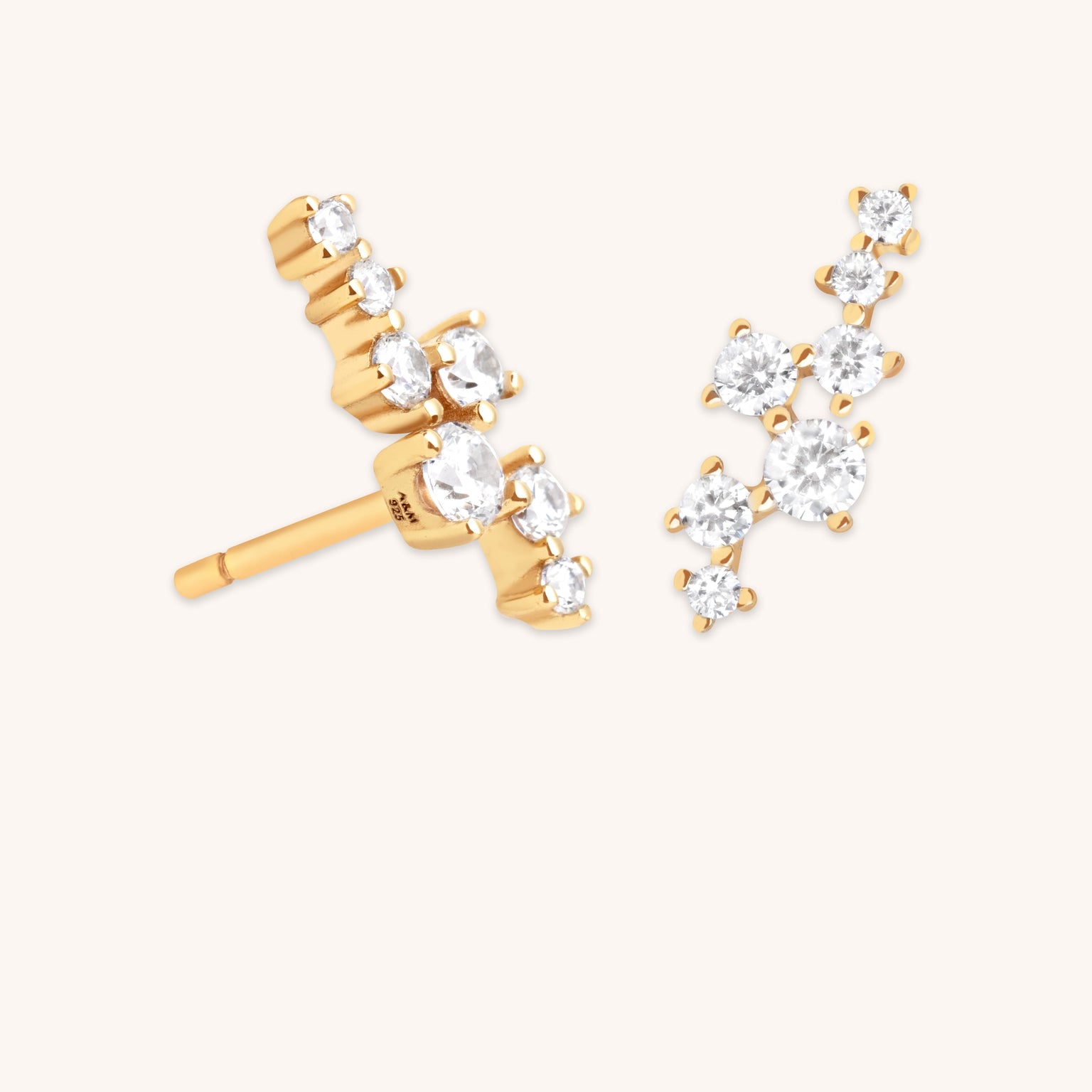 Crystal Trail Climber Studs in Gold-Astrid &amp; Miyu