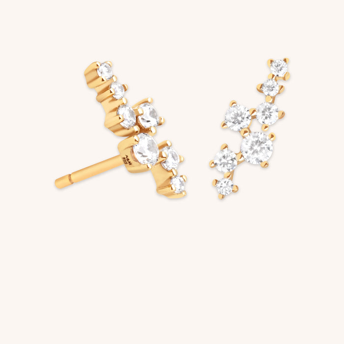 Crystal Trail Climber Studs in Gold-Astrid &amp; Miyu