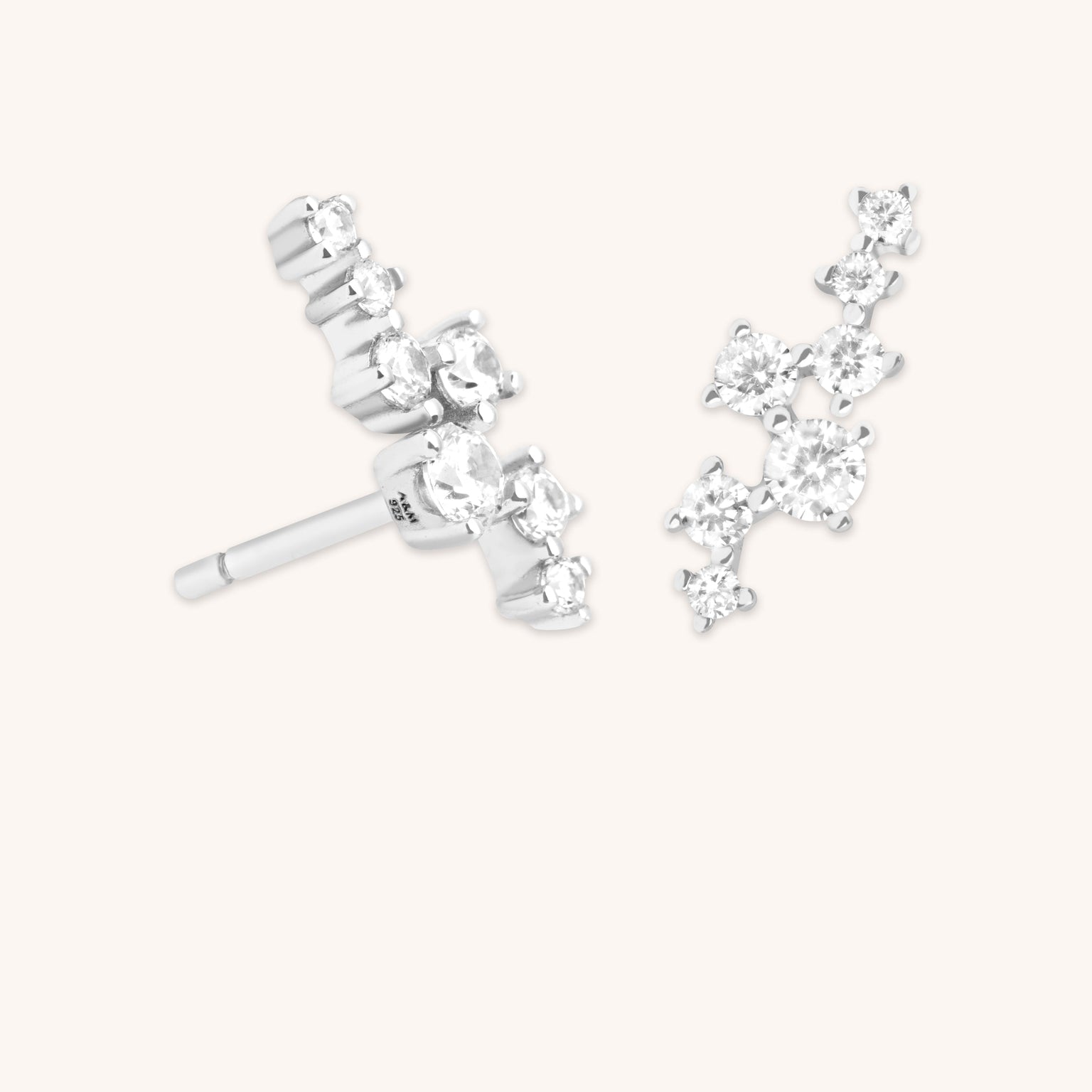 Crystal Trail Climber Studs in Silver-Astrid &amp; Miyu