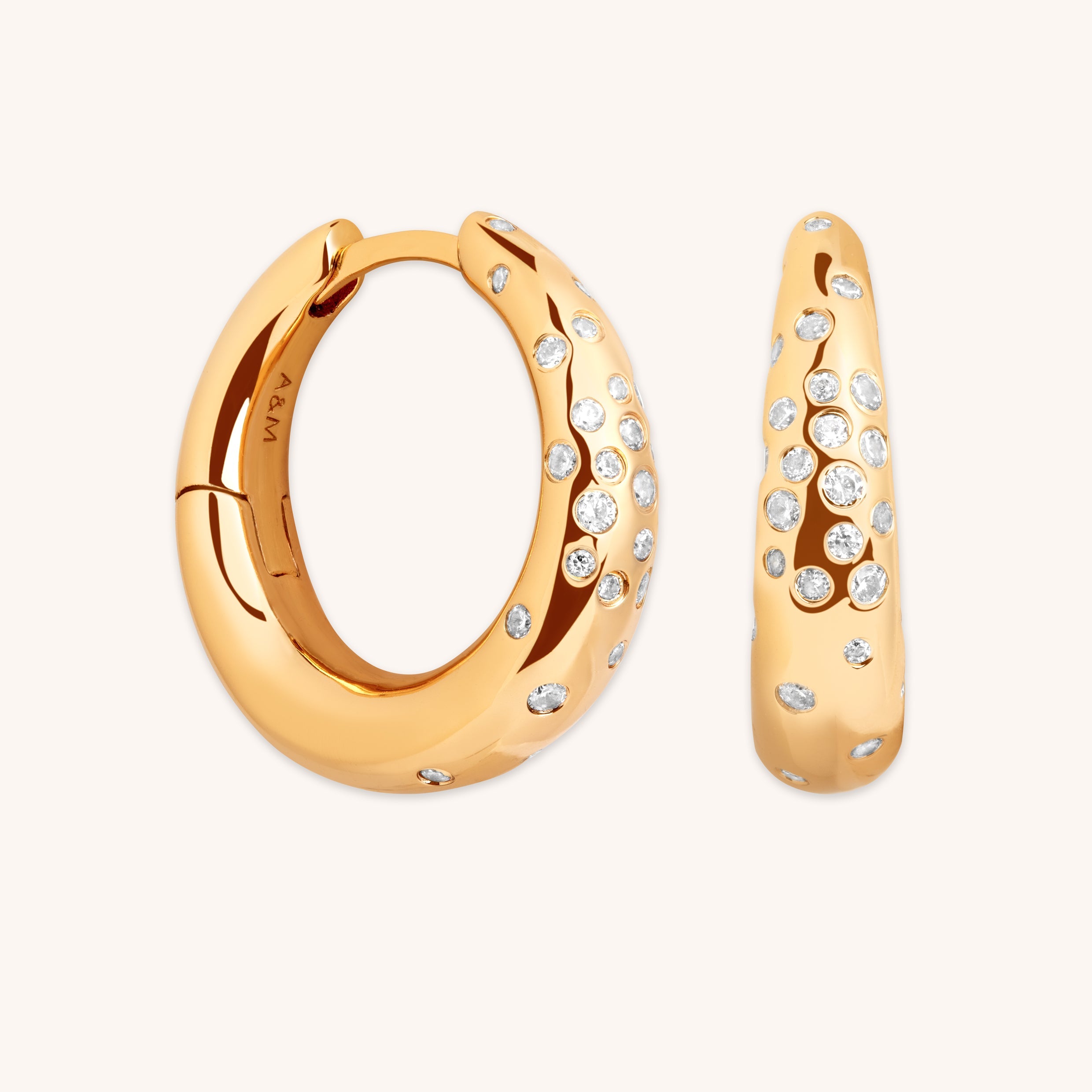 Crystal Scatter Dome Hoop in Gold-Astrid &amp; Miyu