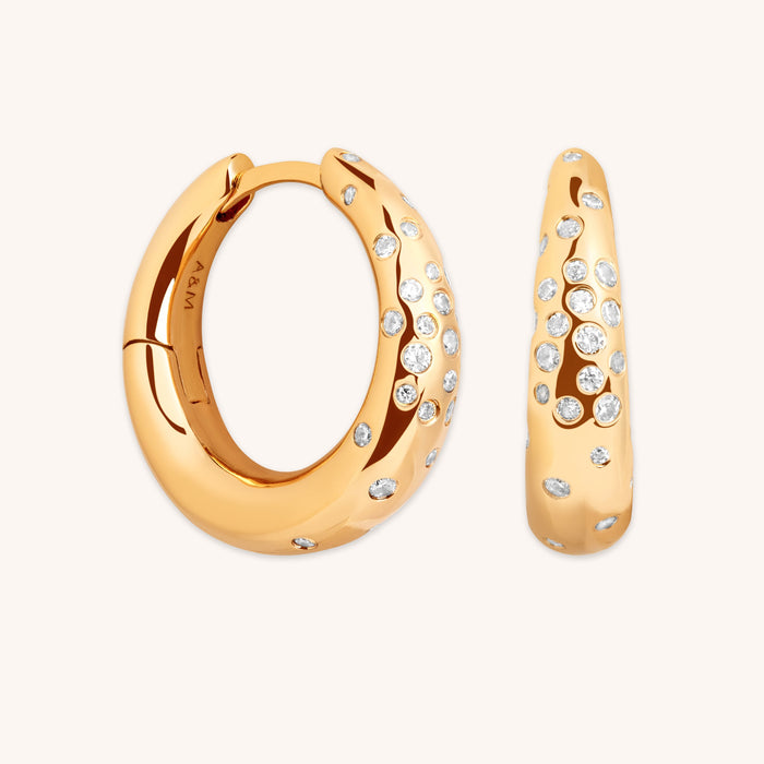 Crystal Scatter Dome Hoop in Gold-Astrid &amp; Miyu
