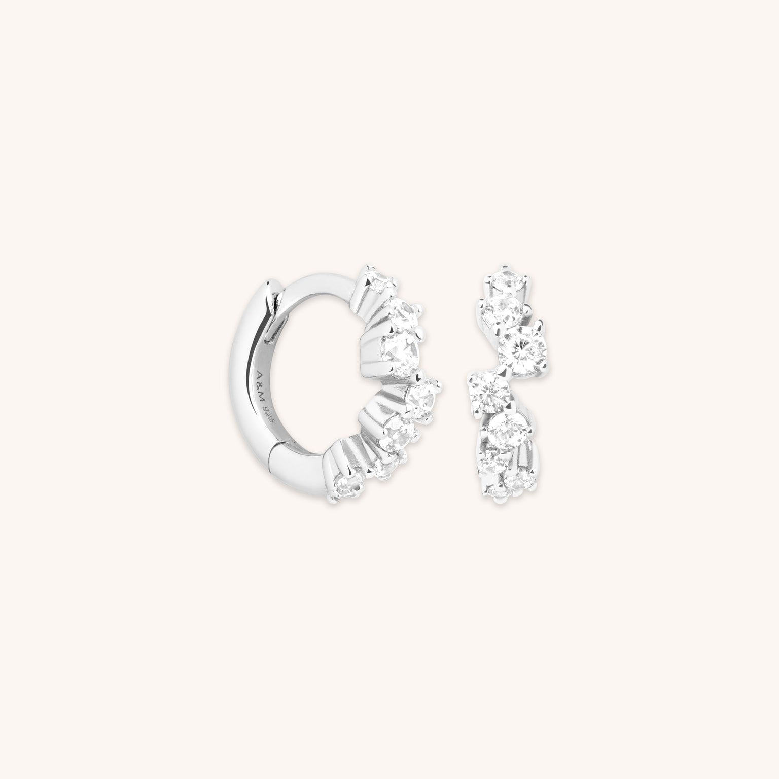 Crystal Trail Huggies in Silver-Astrid &amp; Miyu