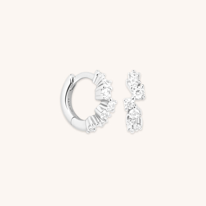 Crystal Trail Huggies in Silver-Astrid &amp; Miyu