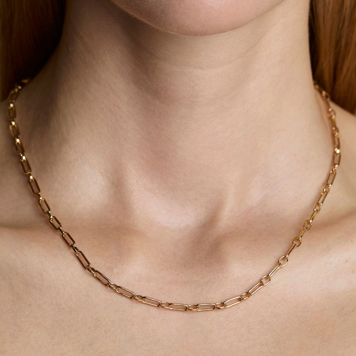Paperclip Chain Necklace in Gold-Astrid &amp; Miyu