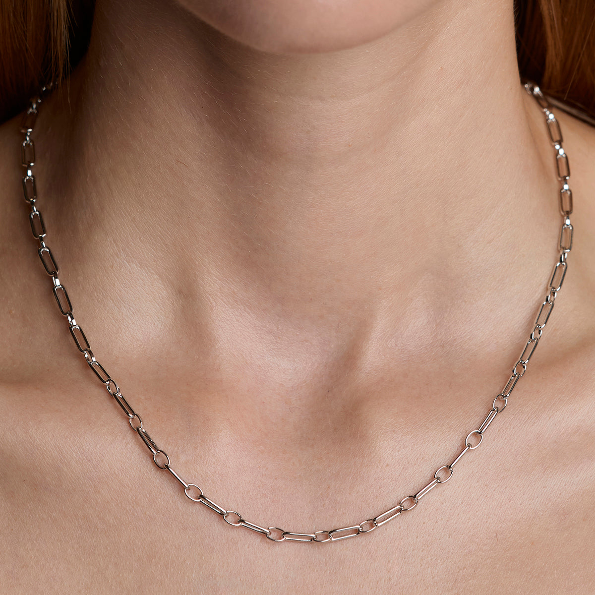 Paperclip Chain Necklace in Silver-Astrid &amp; Miyu