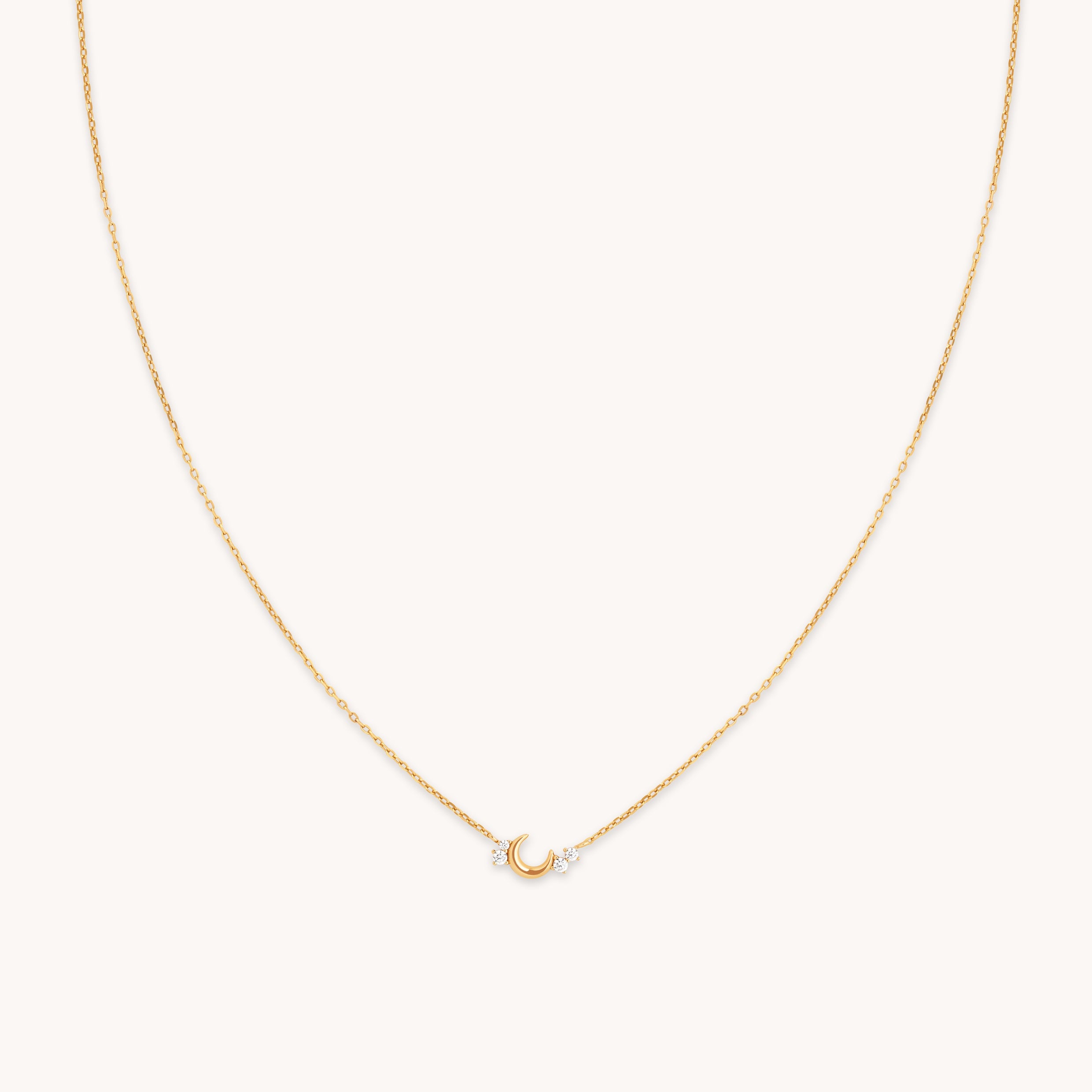 Crescent Moon Pendant Necklace in Gold-Astrid &amp; Miyu