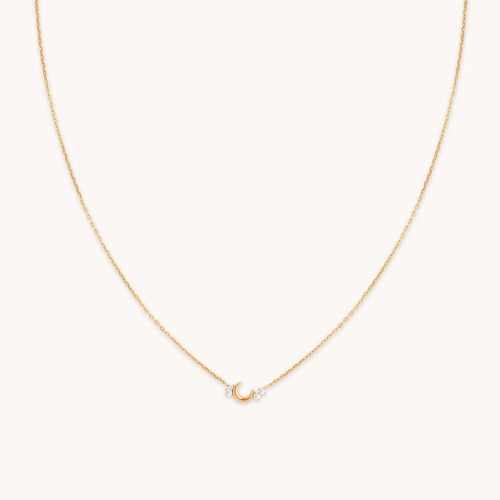Crescent Moon Pendant Necklace in Gold-Astrid &amp; Miyu